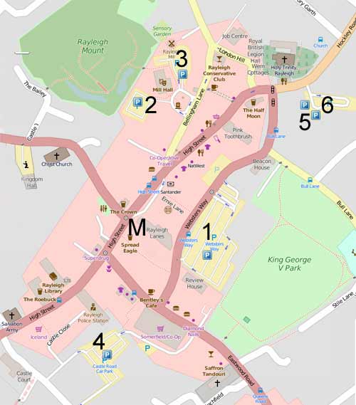 map of Rayleigh car parks